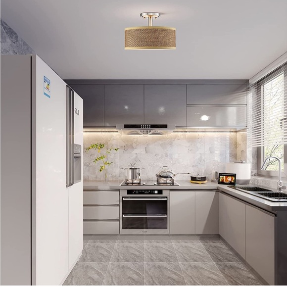 Doraimi Lighting Mid Century Modern Ceiling Light Brushed Nickel 12” Mack Paper - Picture 4 of 6